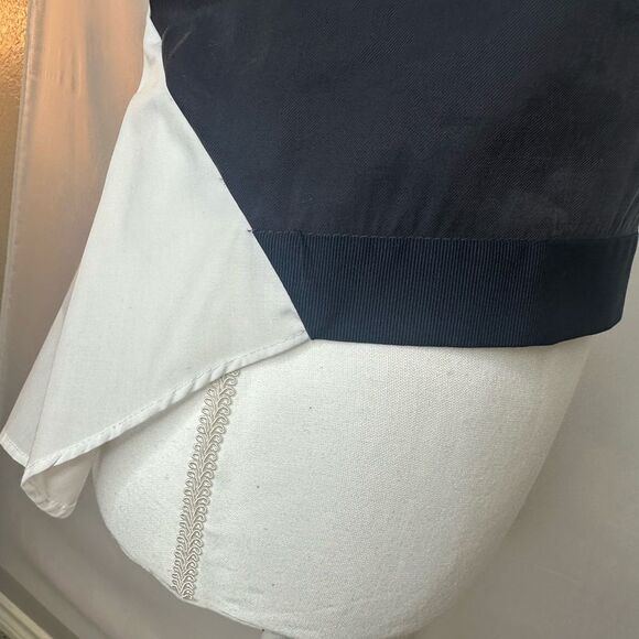 Zara Washed Black & White Modern High Low Blouse with Ribbon Bow Size XS - Picture 7 of 13